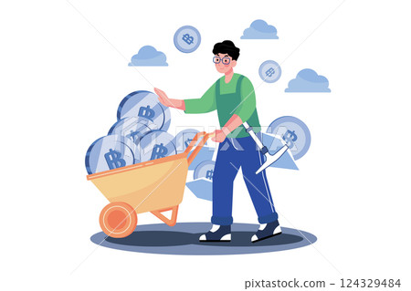 Cryptocurrency Mining Illustration concept on white background Cryptocurrency Mining Illustration concept on white background 124329484