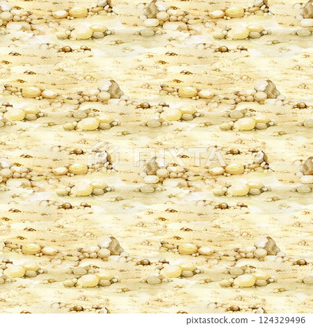 Sandy dry ground with small pebbles seamless pattern element. Hand drawn watercolor illustration. Painted sand background desert landscape element seamless pattern Sandy dry ground with small pebbles seamless pattern element. Hand drawn watercolor illustration. Painted sand background desert landscape element seamless pattern 124329496