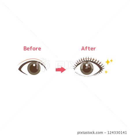 Comparison before and after eye makeup Comparison before and after eye makeup 124330141