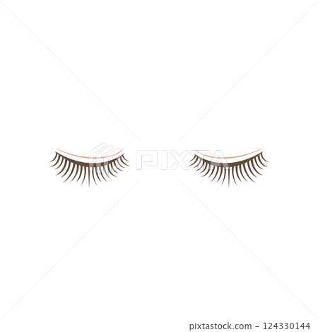 Illustration of closed eyes with long eyelashes 124330144