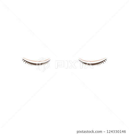 Illustration of closed eyes with short eyelashes 124330146