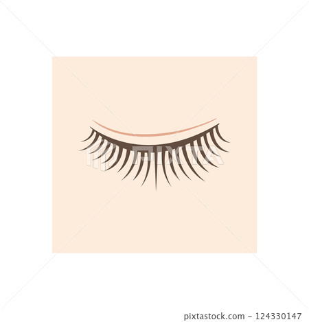 Illustration of a closed eye with long eyelashes Illustration of a closed eye with long eyelashes 124330147