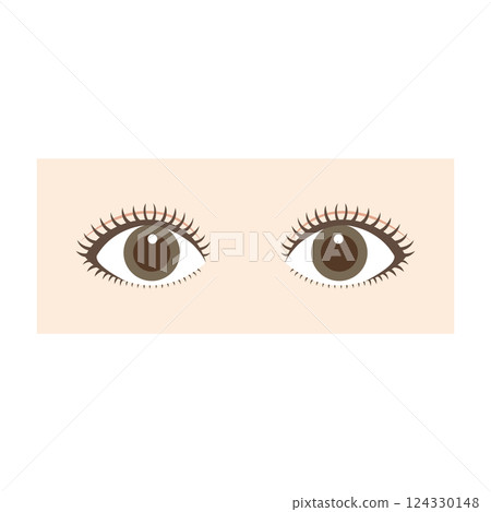 Illustration of two eyes with double eyelids and long eyelashes 124330148