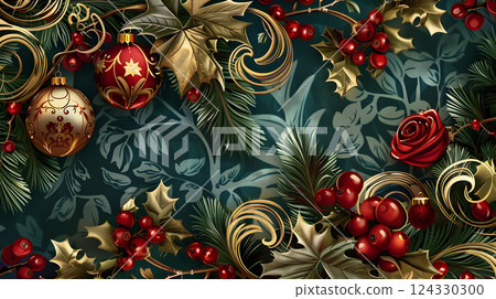 Christmas colorful background in futuristic digital style for your design. AI Generated 124330300