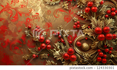 Christmas colorful background in futuristic digital style for your design. AI Generated 124330301