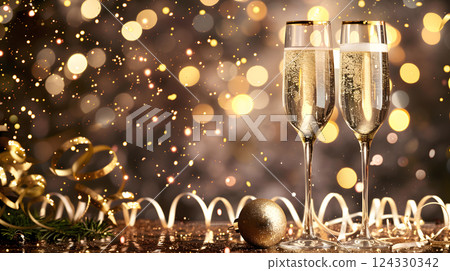 Christmas colorful background in futuristic digital style for your design. AI Generated 124330342