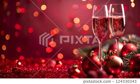 Christmas colorful background in futuristic digital style for your design. AI Generated 124330343