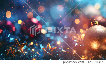 Christmas colorful background in futuristic digital style for your design. AI Generated 124330344