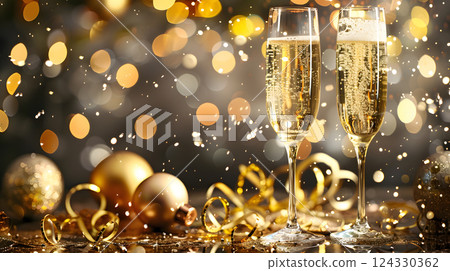 Christmas colorful background in futuristic digital style for your design. AI Generated 124330362