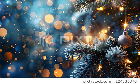 Christmas colorful background in futuristic digital style for your design. AI Generated 124330376