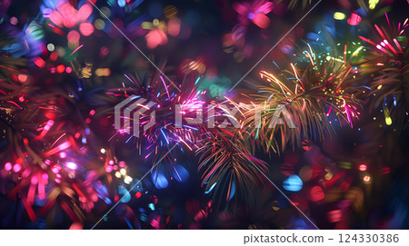 Christmas colorful background in futuristic digital style for your design. AI Generated 124330386