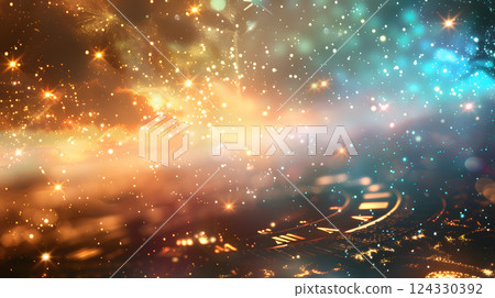 Christmas colorful background in futuristic digital style for your design. AI Generated 124330392