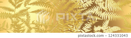 Golden fern silhouettes create a luxurious, elegant, and organic background design, perfect for upscale projects 124331043