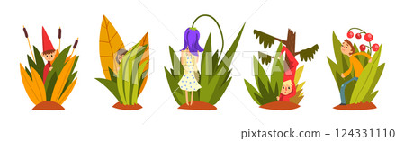 People Characters in Plants and Forest Nature Vector Set 124331110