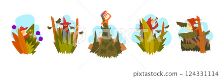 People Characters in Plants and Forest Nature Vector Set 124331114