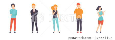 People Character Standing and Thinking or Making Decision Vector Set 124331192