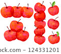 許多透明的紅蘋果堆疊在一起 124331201