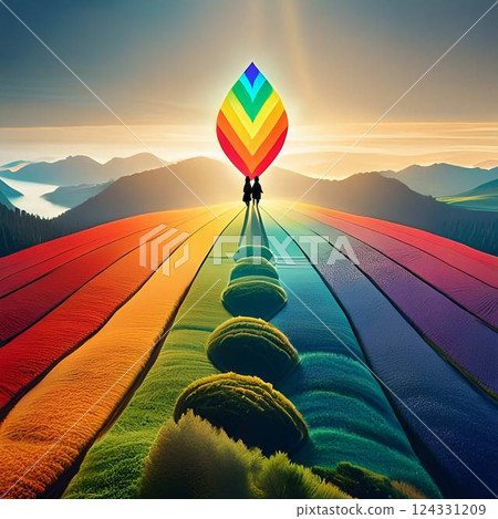 Illustration with seven-colored copy space inspired by BGTQ 124331209