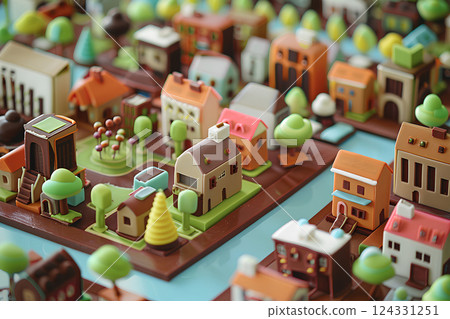 A delicious town made of chocolate 124331251