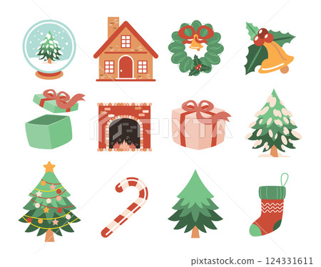 Flat Design Christmas and New Year Elements Flat Design Christmas and New Year Elements 124331611