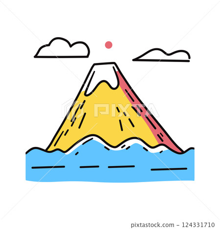 Matterhorn illustration in an doodle inca cartoon style. Simple minimalist drawing of Matterhorn 124331710