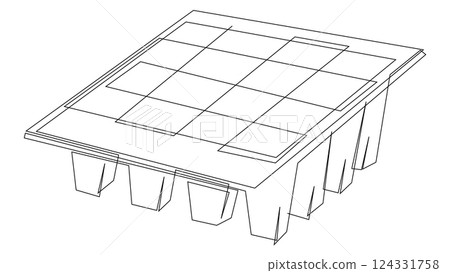 Empty cassette for growing seedlings continuous line drawing. Growing and planting concept. Vector illustration. Empty cassette for growing seedlings continuous line drawing. Growing and planting concept. Vector illustration. 124331758