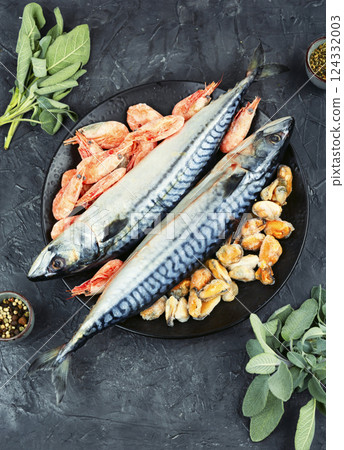 tasty raw mackerel fish 124332003