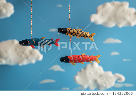 美麗的鯉魚旗在天空中游動-3（3D） 124332006