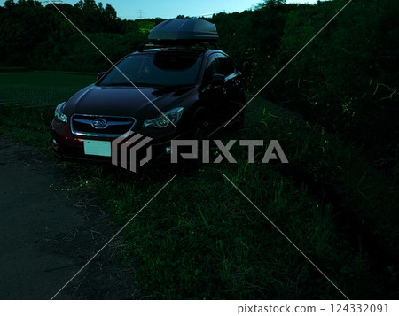 三重縣津市一色町，一輛被螢火蟲包圍的汽車 124332091