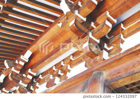恐山菩提寺仁王門的傳統寺廟與神社建築:支撐屋頂的柱頭 恐山菩提寺仁王門的傳統寺廟與神社建築:支撐屋頂的柱頭 124332097
