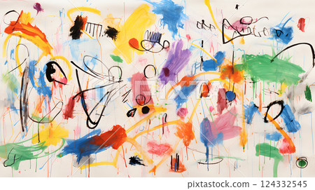Colorful paint and ink art background 124332545