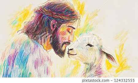 耶穌基督與羔羊插圖 124332555