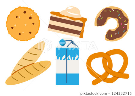 Bakery and Dessert Icons in Flat Style 124332715