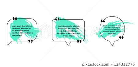 Quotes and brush textured speech bubbles design set 124332776