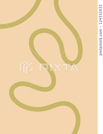 Green curved lines on pastel background. Minimal abstract vector illustration with dynamic shapes and soft organic movement in modern color palette. Artistic design for wallpaper, banner or placard 124332832
