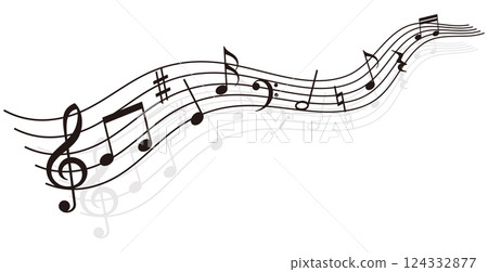 Illustration of flowing musical notes 124332877