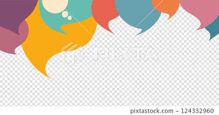Colored Speech Bubble on transparent background. Communication and dialogue.Social network. Speak - discussion - chat.Talking and communicate Symbol.Equality inclusion diversity concept 124332960