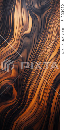 Dark wood grain forming wavy pattern background texture 124333030