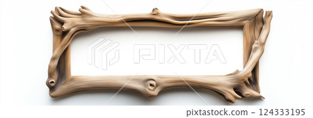 Driftwood frame creating empty square space on white background Driftwood frame creating empty square space on white background 124333195