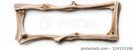 Driftwood frame creating empty square space on white background Driftwood frame creating empty square space on white background 124333196
