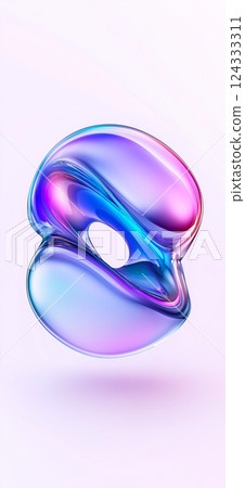 Abstract pink and blue metallic 3d shape on white background Abstract pink and blue metallic 3d shape on white background 124333311