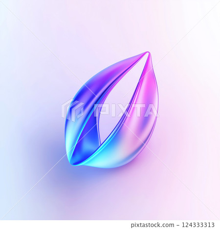 Abstract pink and blue metallic 3d shape on white background Abstract pink and blue metallic 3d shape on white background 124333313