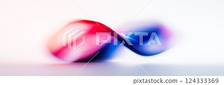 Abstract red and blue swirling shape on white background 124333369