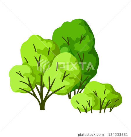 Illustration trees with leaves. Natural summer or spring image. Illustration trees with leaves. Natural summer or spring image. 124333881