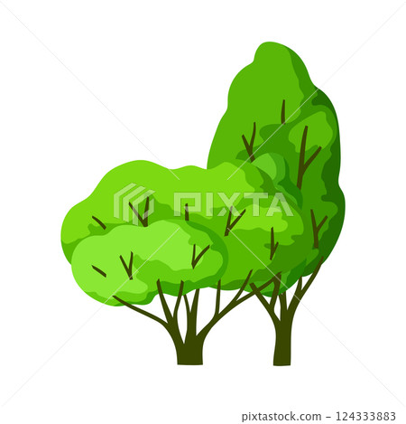 Illustration trees with leaves. Natural summer or spring image. Illustration trees with leaves. Natural summer or spring image. 124333883