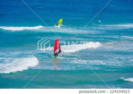 Enjoy windsurfing in the sea at Kirara Taki Roadside Station, Shimane Prefecture 124334023
