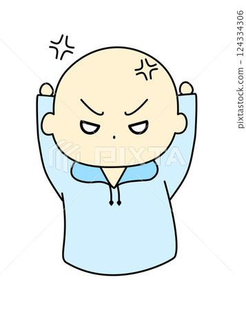 憤怒的簡單臉部表情藍色 124334306