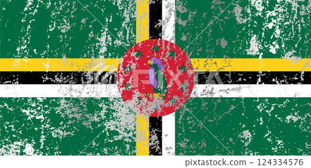 Dominica flag with grunge effect. Dominica flag with grunge effect. 124334576