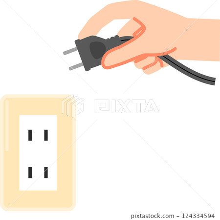 手拿插頭和電源插座 124334594