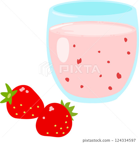 Strawberry milk in a glass 124334597